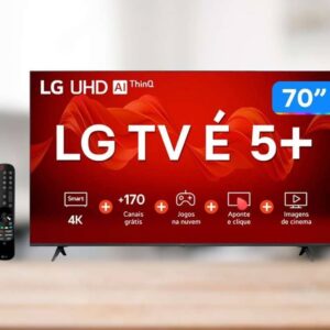 Smart TV 70” 4K Ultra HD LED LG 5+ Inteligência Artificial Processor Ai Gen6 Wi-Fi Bluetooth HDMI USB Alexa Apple Google Assistant Comando de Voz – Nova Linha 2023