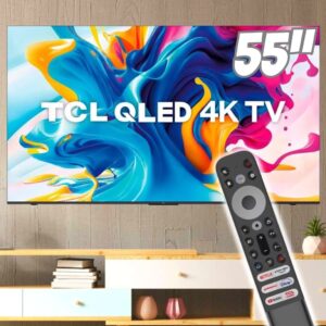 Smart TV 4K QLED 55” TCL Android Wi-Fi Bluetooth USB Dolby Vision HDMI Google Assistente Comando de Voz – Nova Linha 2023